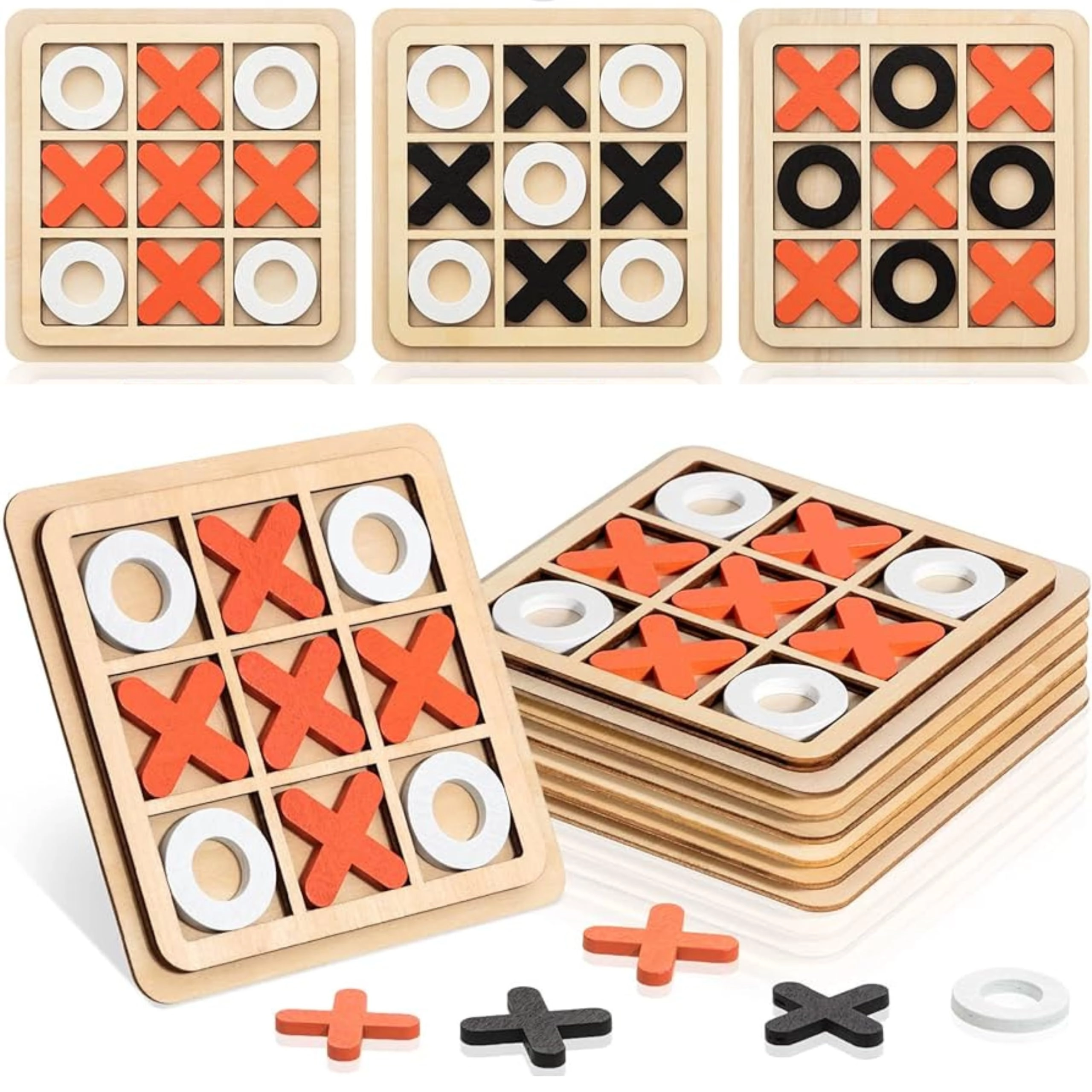 ARGT Tic Tac Toe - 8-Pack Wooden Mini