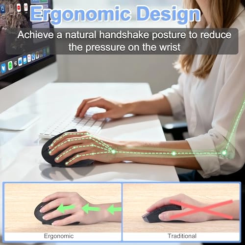 Ergonomic Left-Handed Vertical Mouse - USB