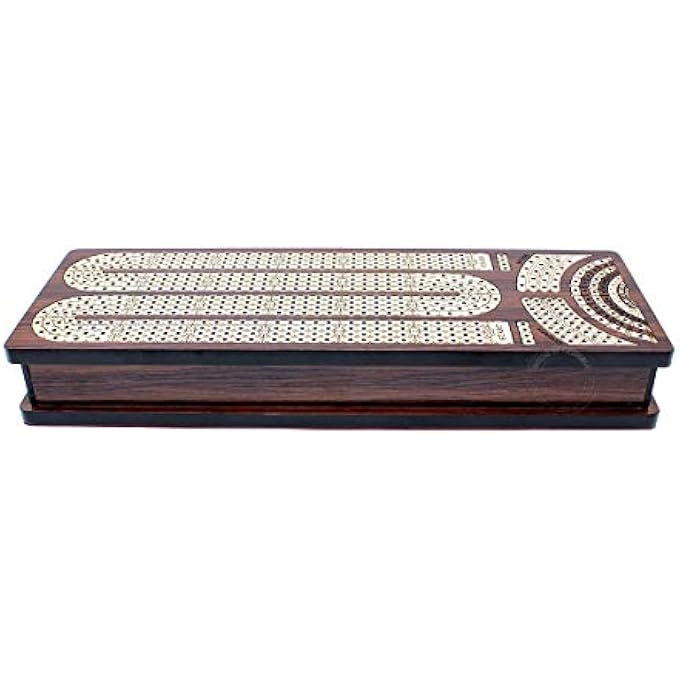 Continuous Cribbage Board - 4 Track Inlaid in Wenge Wood/Maple