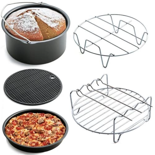 Cake Barrel + Pizza Pan + Metal Holder + Multi-Purpose Rack with Skewers + Silicone Mat