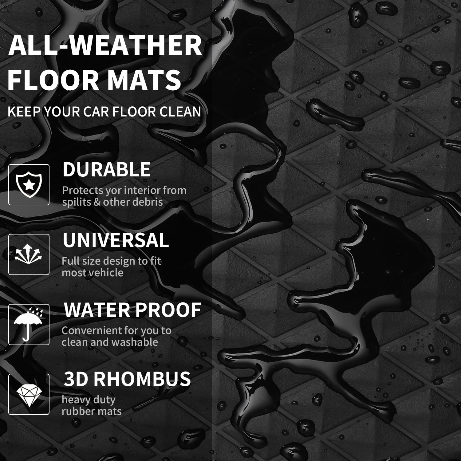 Floor Mats - Gray Rubber 4 Pcs