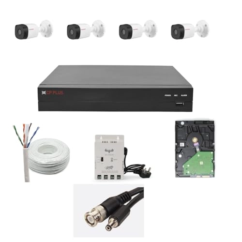 4 Channel DVR + Bullet Camera - 2.4MP + HDD - 1TB + Copper Cable Roll + 4 CH Power Supply + BNC & DC Full Combo Kit