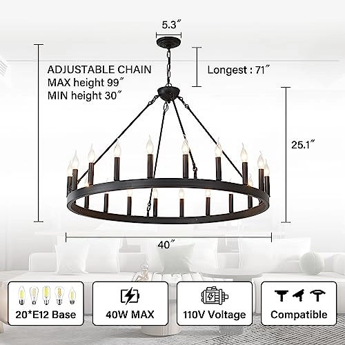Wagon Wheel Chandelier - Dimmable