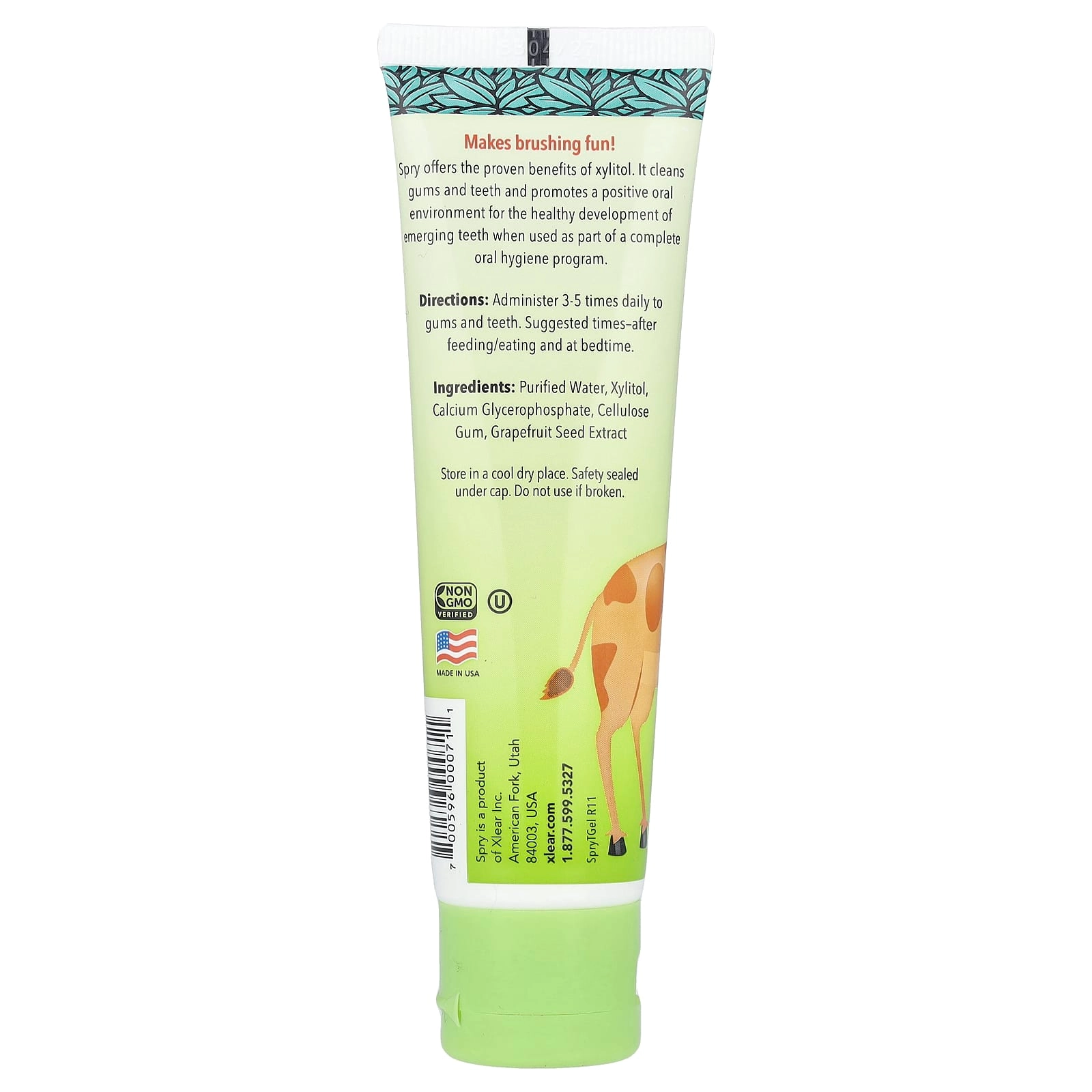 Kid's Spry Tooth Gel Xylitol Original Toothpaste 3 Months and Up 60 ml