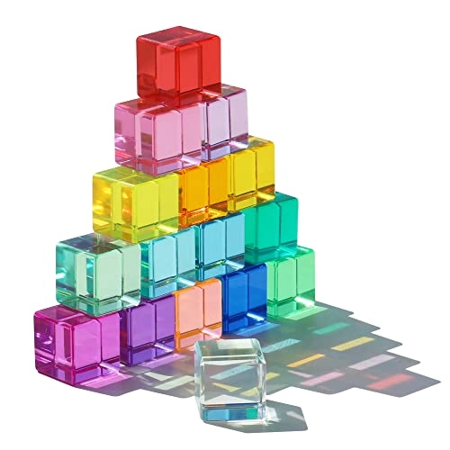 Rainbow Crystal Acrylic Cubes - 3 years and up 16 pieces