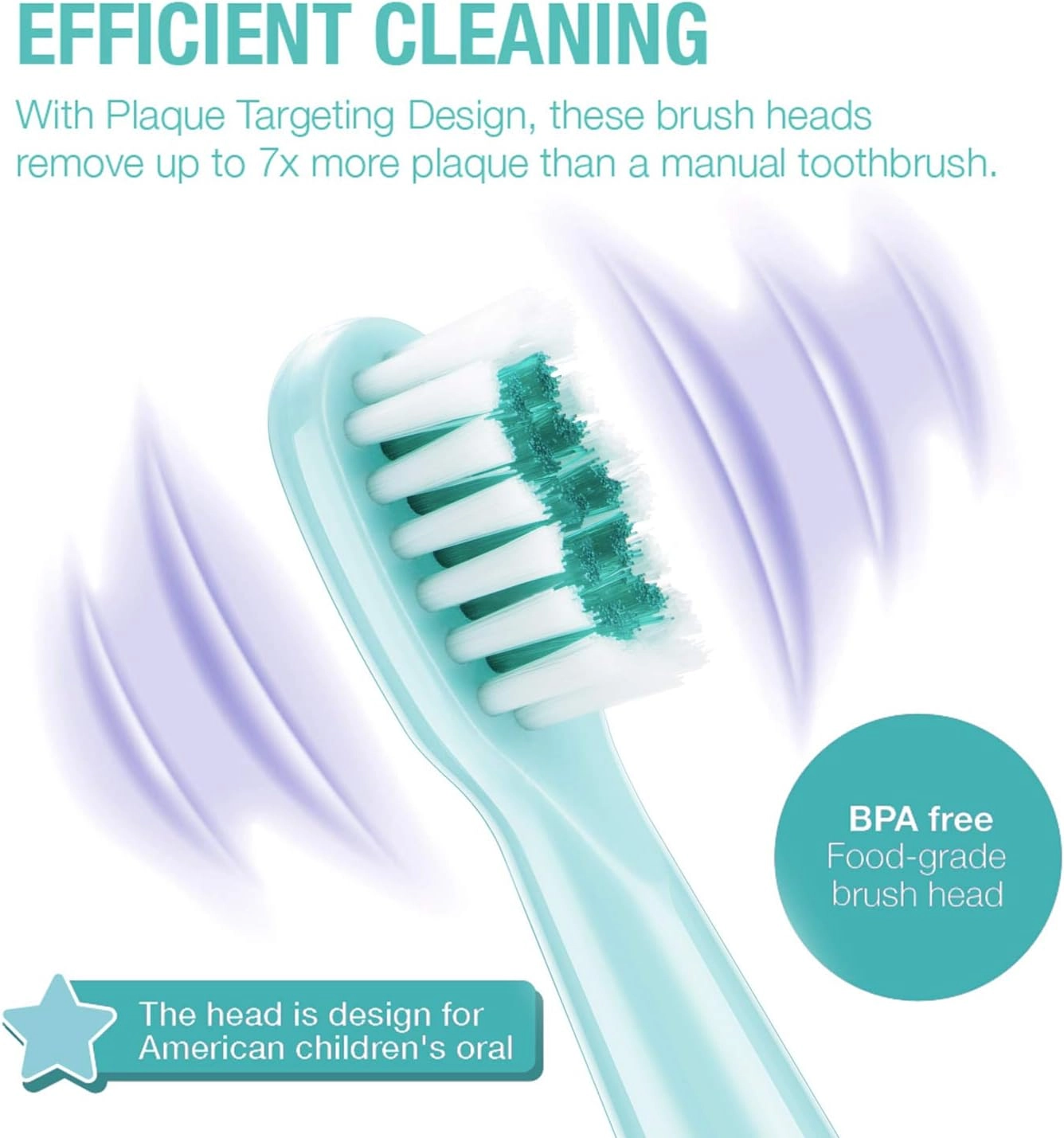 Sonic Kids Electric Toothbrush Replacement Heads - 7X More Plaque Removal Pink 4 Pack