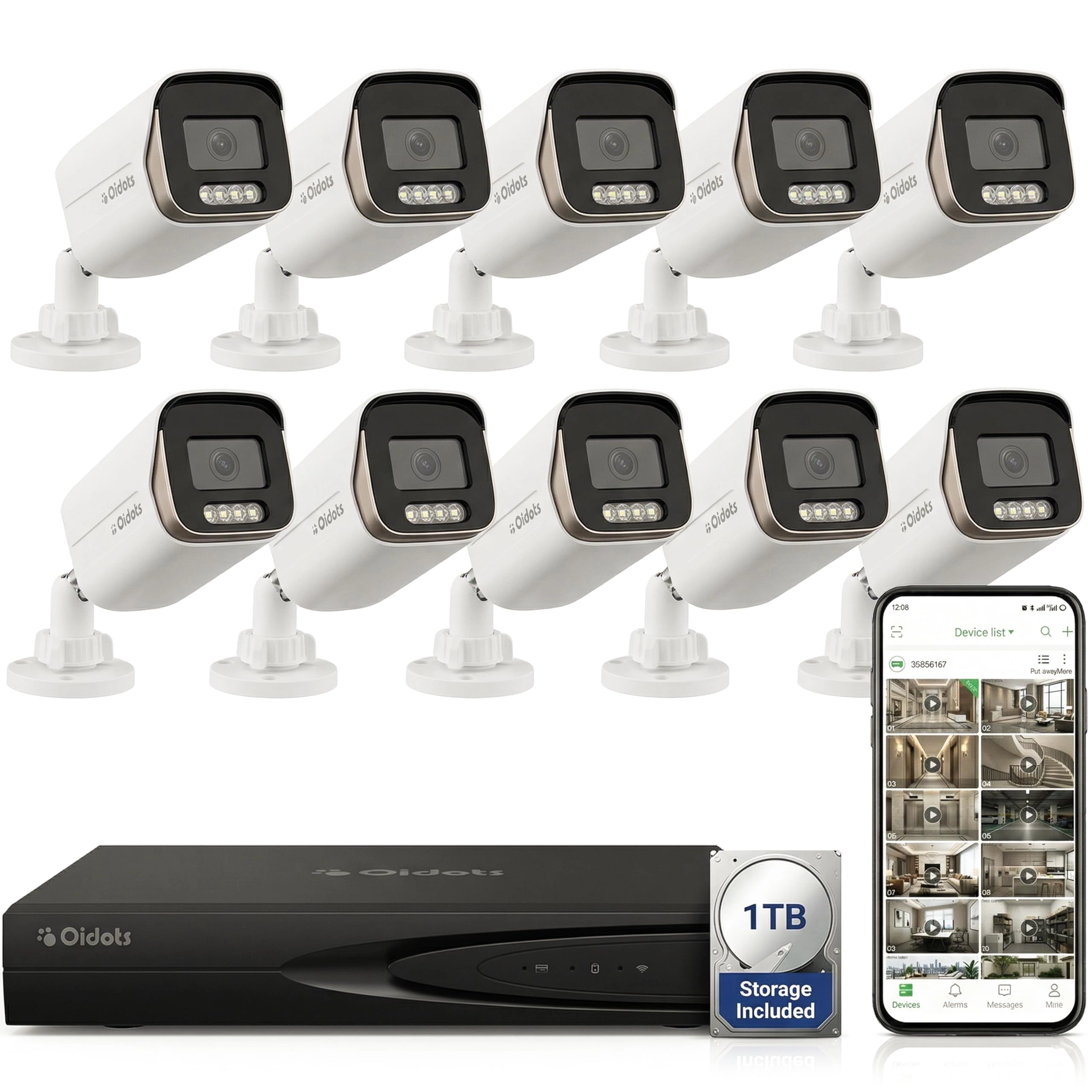 Golens Import Export Pvt Ltd 8MP IP Camera + 10 Channel NVR + 10 Channel POE Switch + 3TB Hard Disk - 10PC 10 8MP