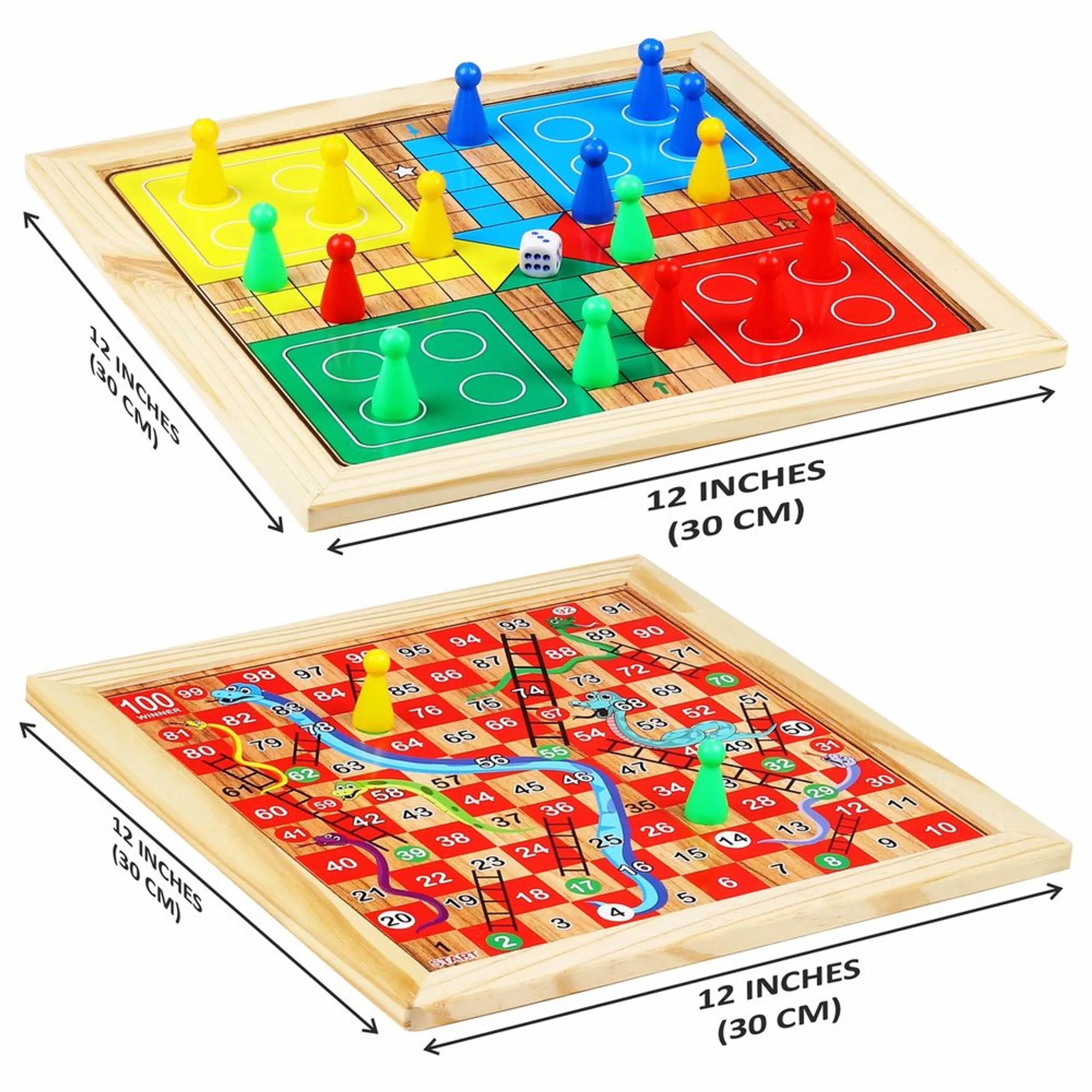 2-In-1 Wooden Ludo - Suitable for 6 years & above