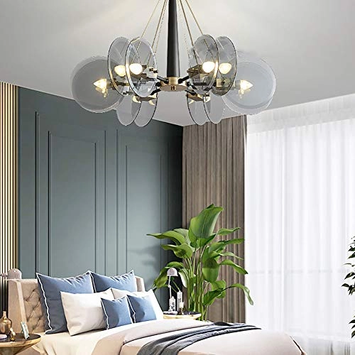 E14 Nordic Post-modern Creative Glass Chandelier - 8 head Soot cover