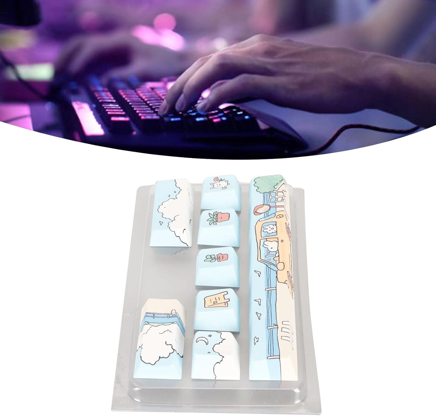 PBT Keycaps - 8 Key Compatible with 61 87 104 108 Keyboards