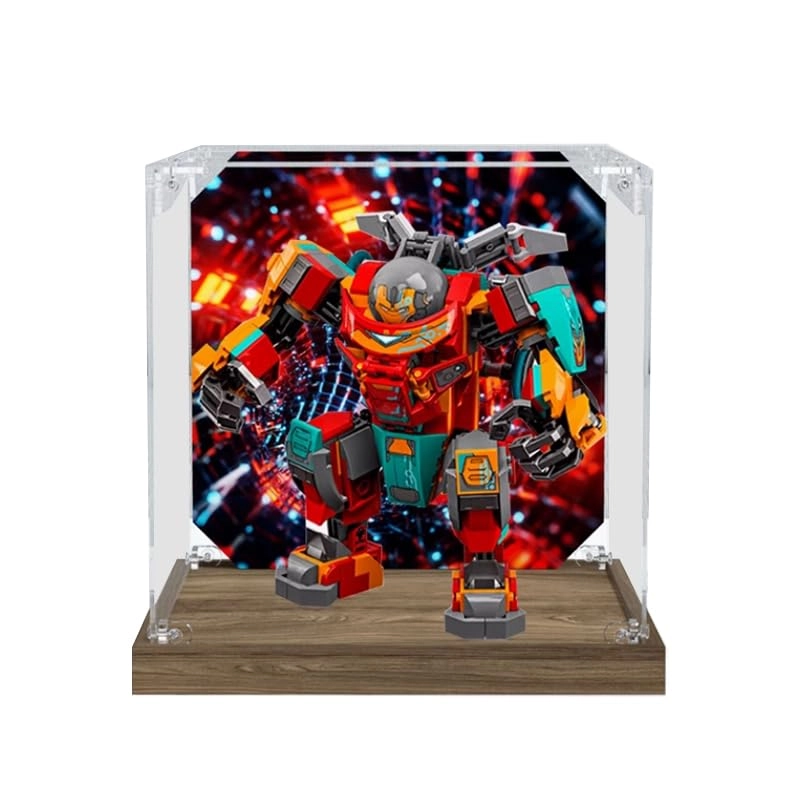 HCAEIOFJ Clear Acrylic Display Case - Wood Bottom 2mm 7.87x7.87x7.87in.