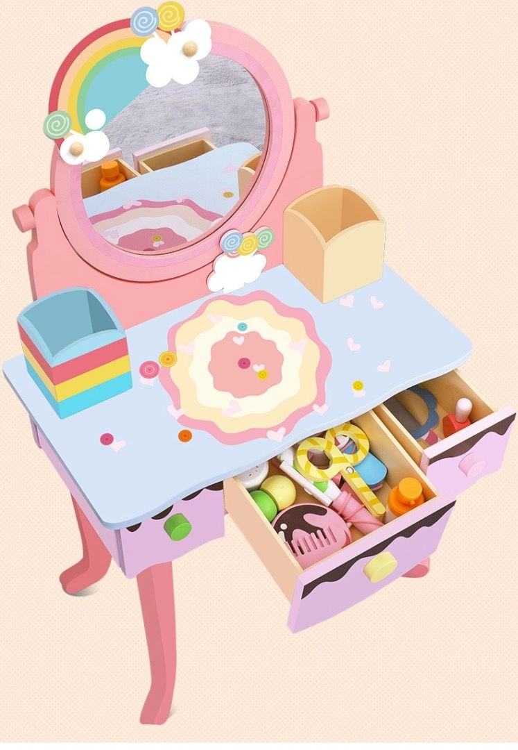 Kids Wooden Makeup Set With Table - 15+ pcs (43317731-FP_2105_16)