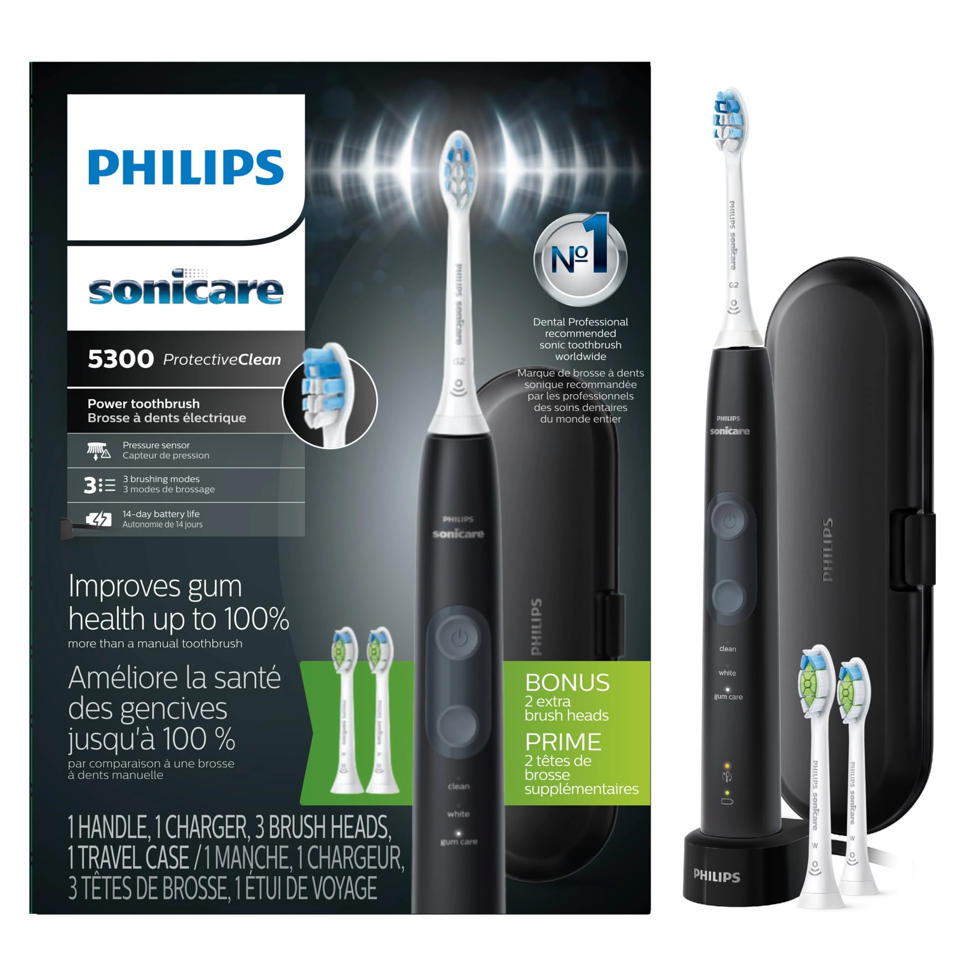 AmazonUs/OPW8G ProtectiveClean 5300 - Black With 2 bonus Brush Heads