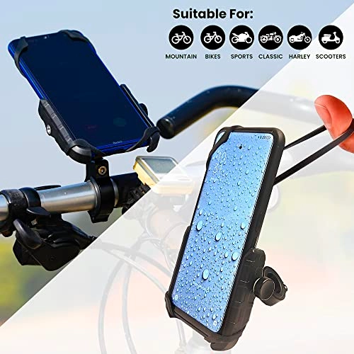 Motorcycle Phone Holder - Compatible with 4" to 6" Phone 360° Phone Protection Aluminium Clamp
