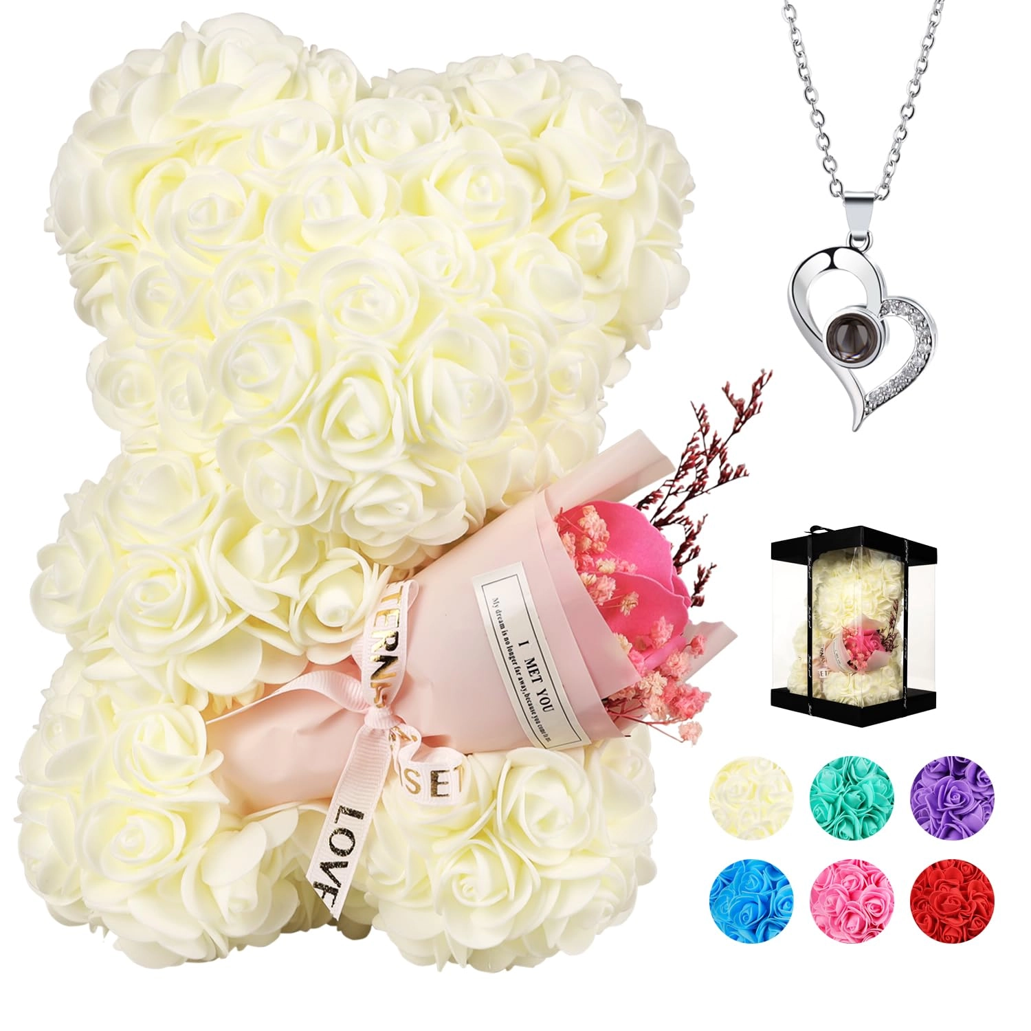 K KYMAKE rose bear - Pink I Love You Necklace