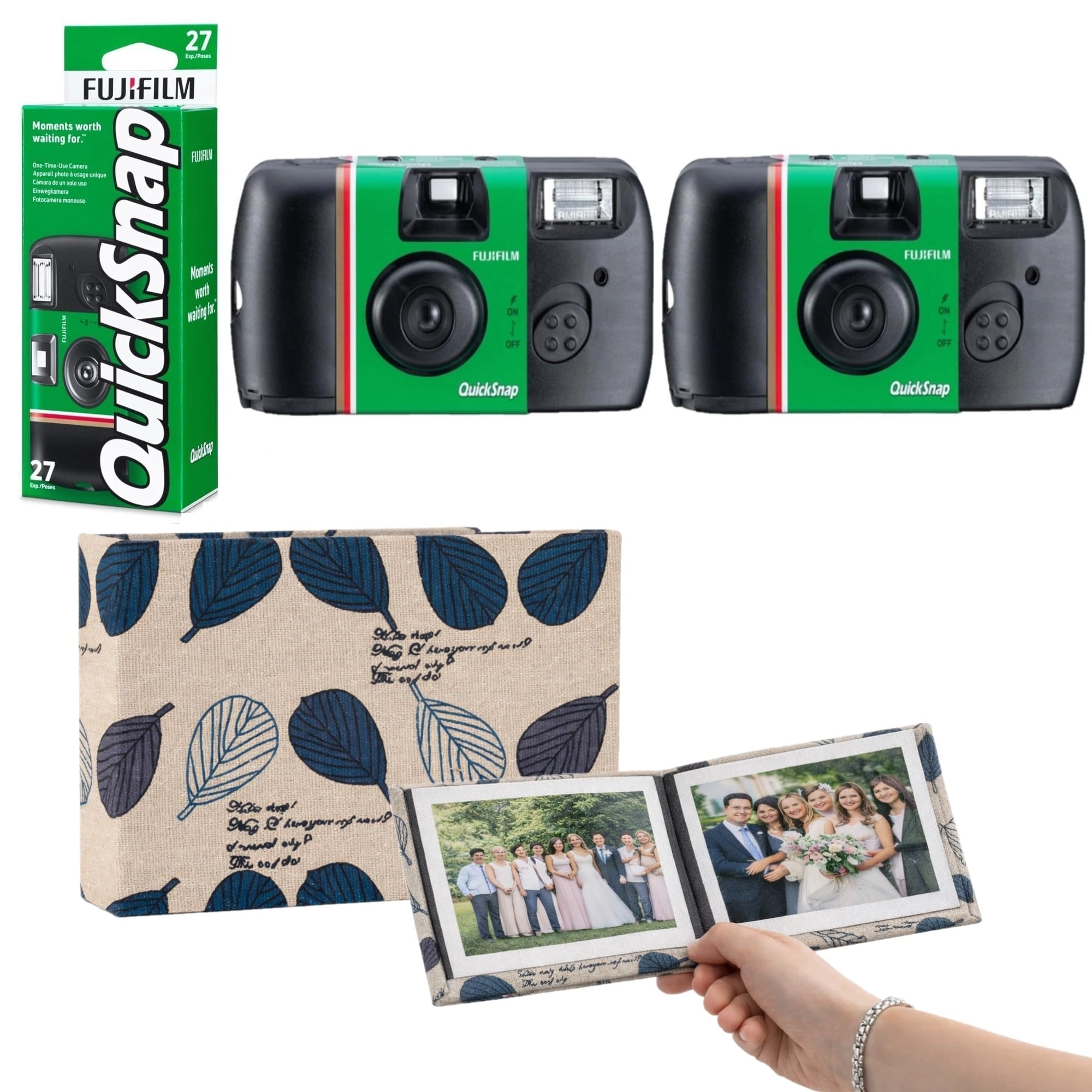 VIDIFY QuickSnap Flash 400 - 27 exposures ISO 400 + 36 Slot Photo Album - Purple Heart Fabric