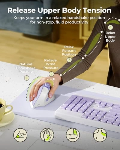 Ergonomic Vertical Mouse - Bluetooth, USB