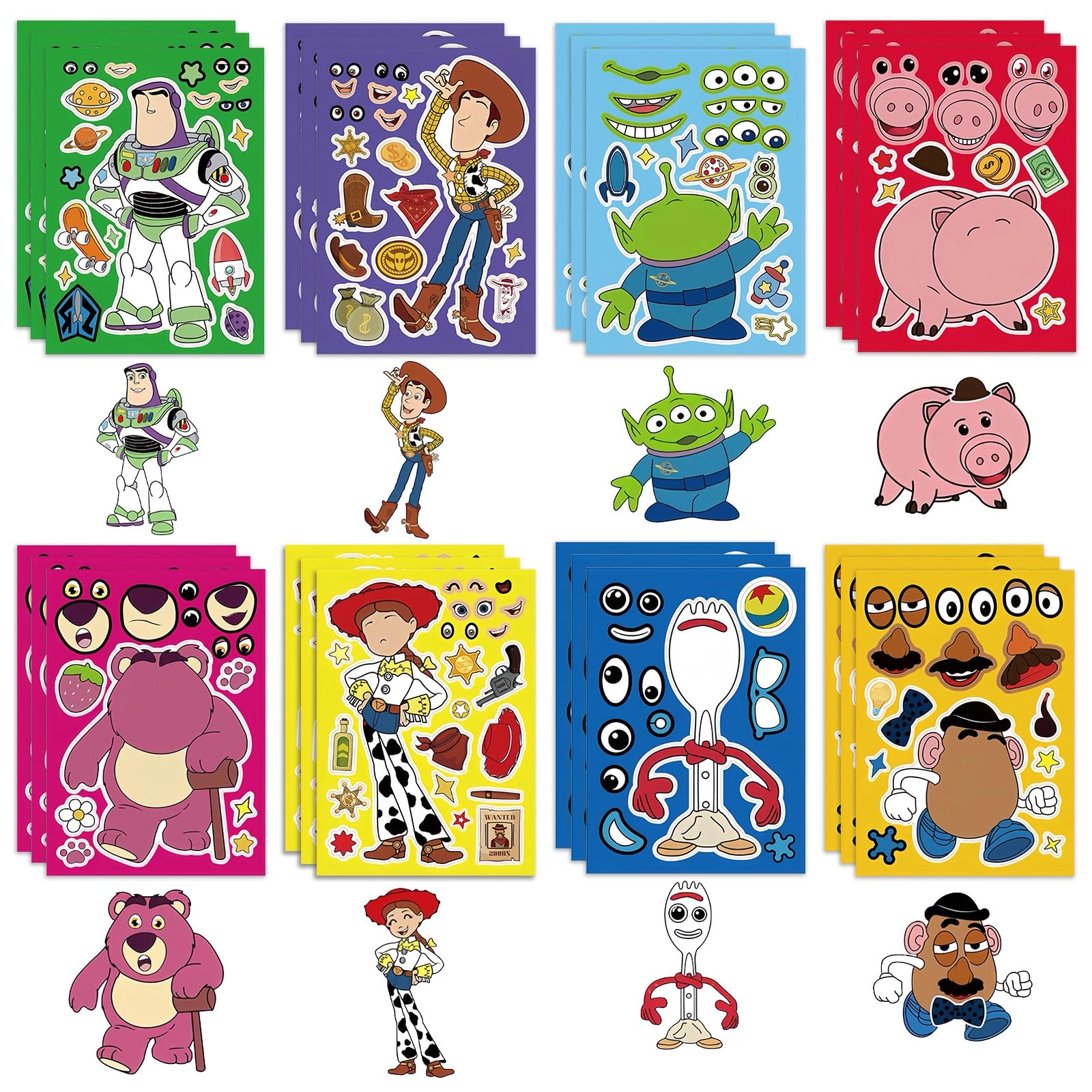 Ainvliya Cartoon DIY Make a Face Sticker Book 24 pcs