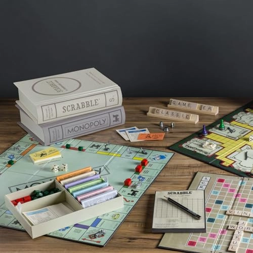 Scrabble + Monopoly + Clue + Boggle + Yahtzee + Catch Phrase + Scattergories + Chess + Sorry! + Candy Land + Chutes and Ladders + Mystery Date + The Game of Life + Taboo + Connect Four
