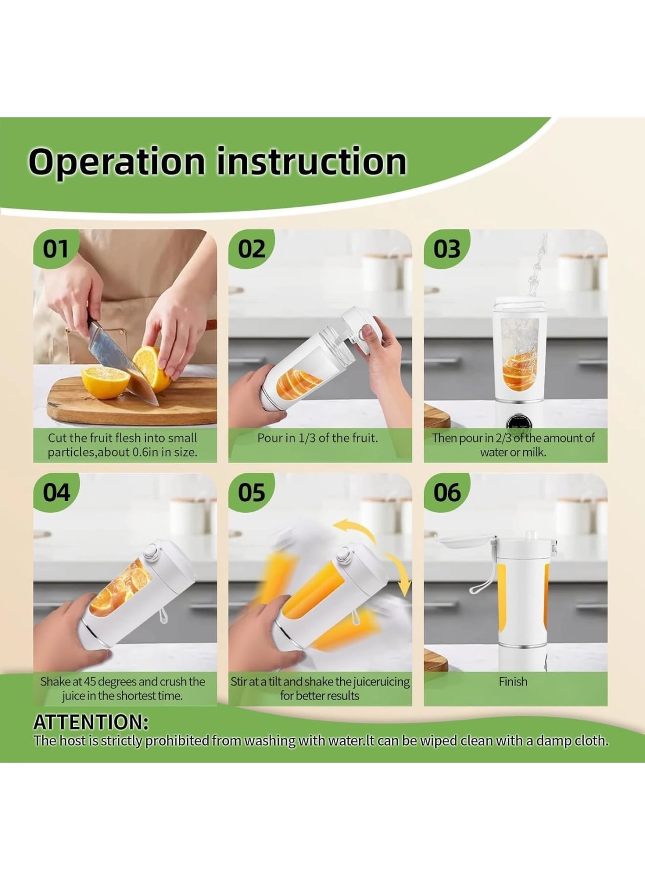 Portable Blender Smoothie Maker - Rechargeable Leakproof Lid Sip Spout