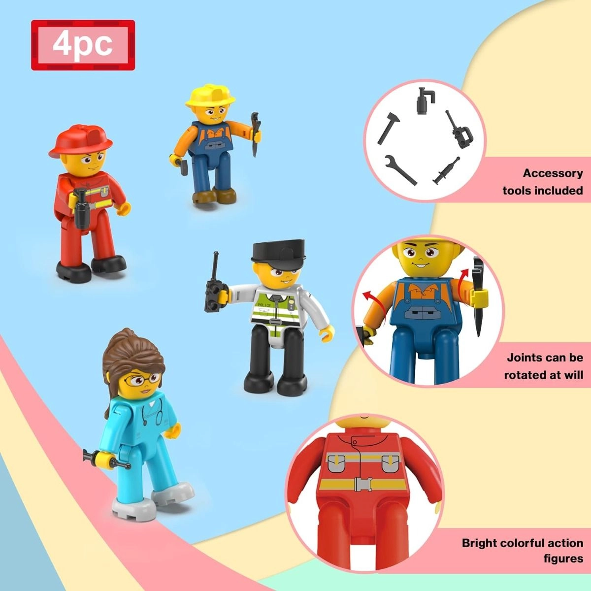 Magnetic City Builder Character Figure - 4 pcs
