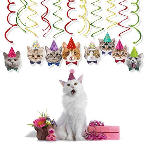 Cat Hanging Swirl Decorations - 30 piece(s) Birthday