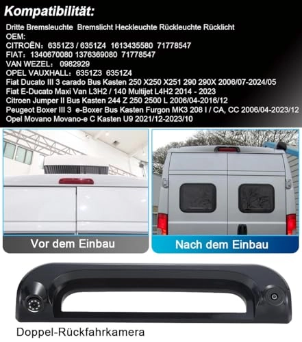 Rear View Mirror Monitor - 4.3 Inch Wired + Brake Light Camera - 1280 x 720 Night vision