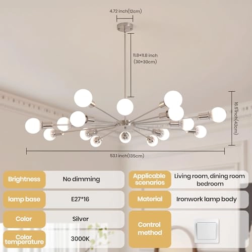 Sputnik Pendant Chandelier - 72cm to 102cm