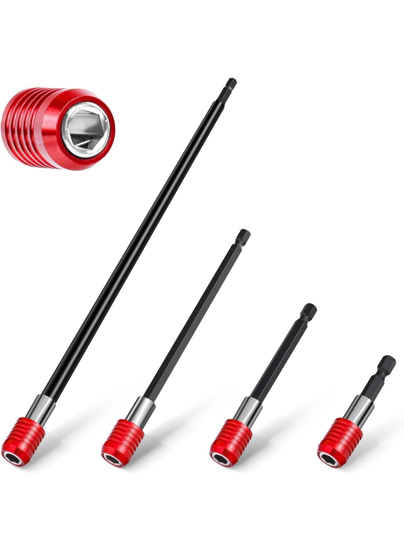 SYOSI Drill Bit Extension - 1/4" Hex Magnetic CR-V Steel 4-Piece