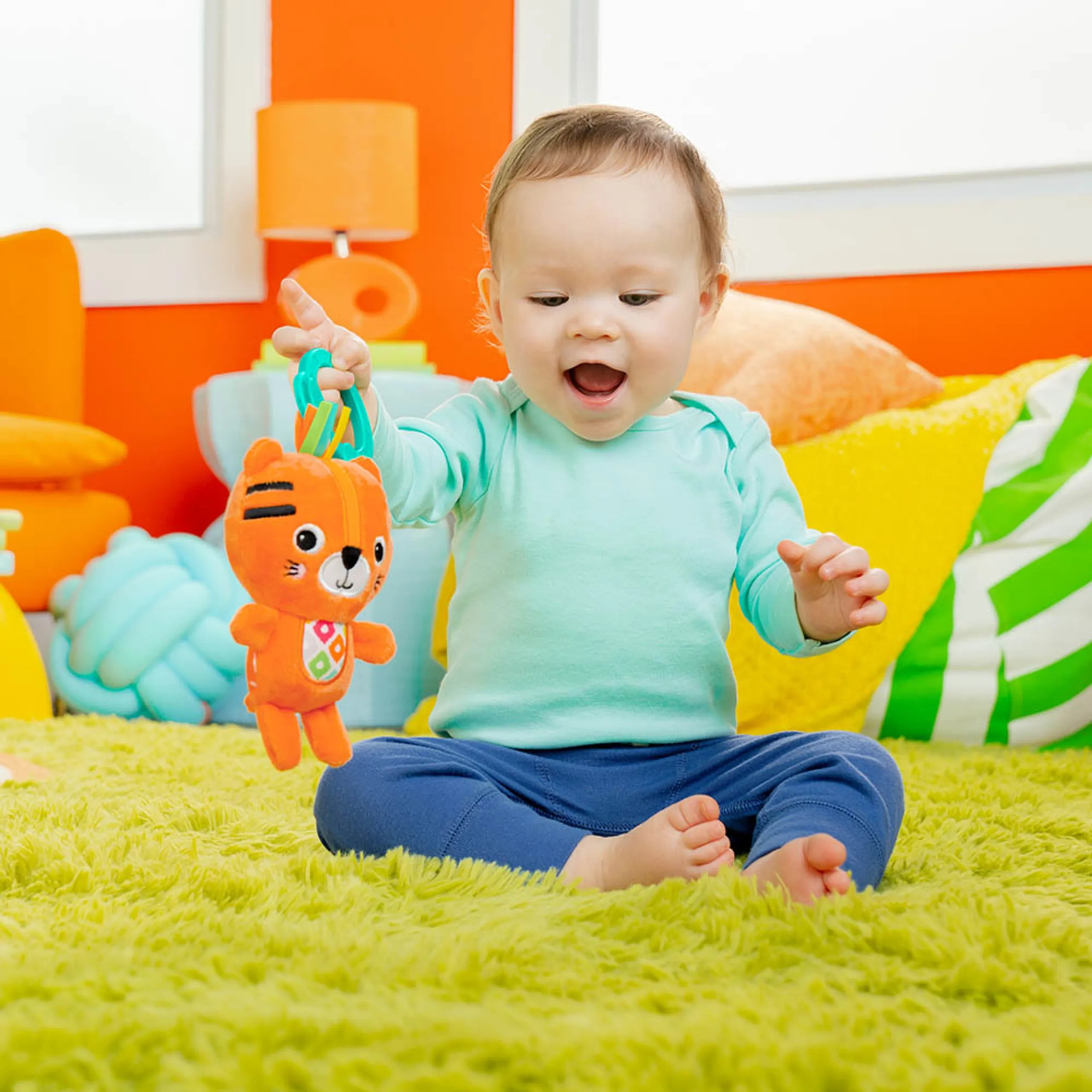 Jingle Joy Reach & Rattle Toy - 0 month(s) soft mixed materials Tiger