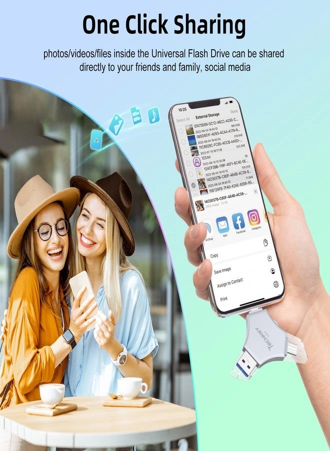 USB 3.0 Flash Drive - Lightning/Type-C/USB for iPhone 128GB