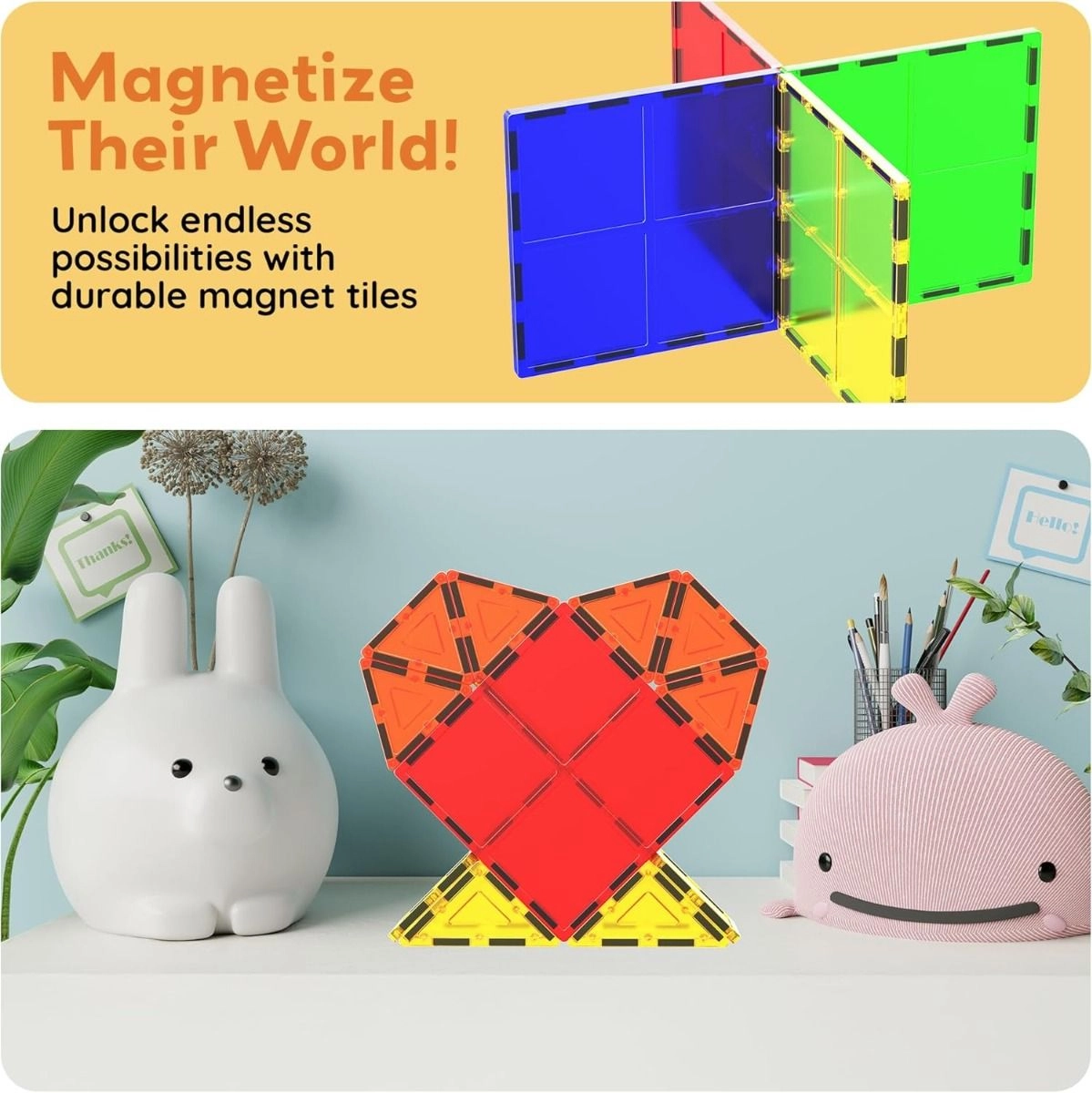 Magnetic Tiles Large Square Expansion Pack - 4 pcs