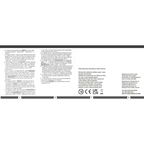 Handheld Sudoku Game Puzzle