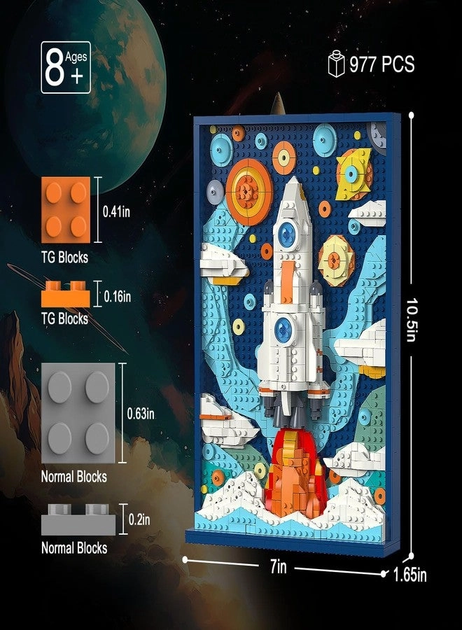Micro Brick Rocket - DIY Space Rocket Model 3D Wall Art