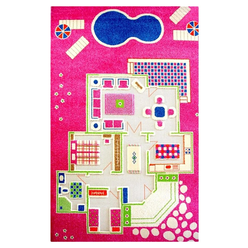 IVI Playhouse Pink Design Educational 3D Carpet Playmat