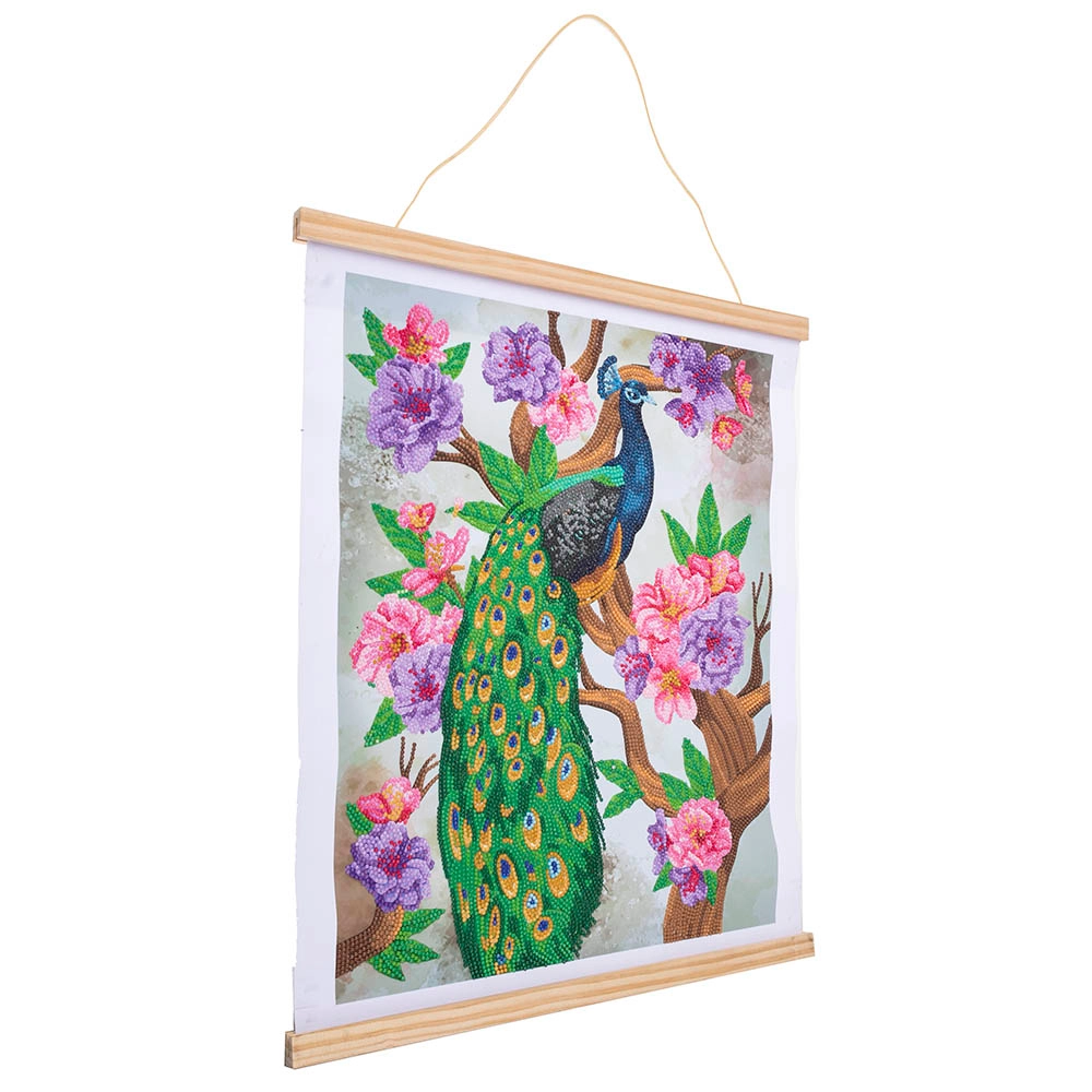 Crystal Art Scroll - Peacock Peony