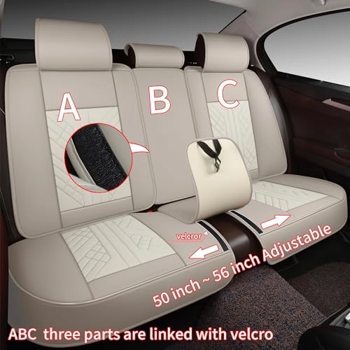 Bench Seat Cover - Universal Fit Faux Leather Black with Red Strip