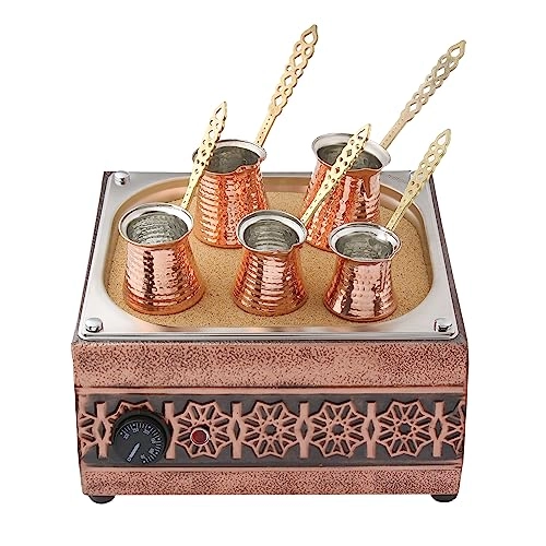 Antique Authentic Turkish Copper Electric Hot Sand - 10 Fluid Ounces 500 watts 3 Copper Pots