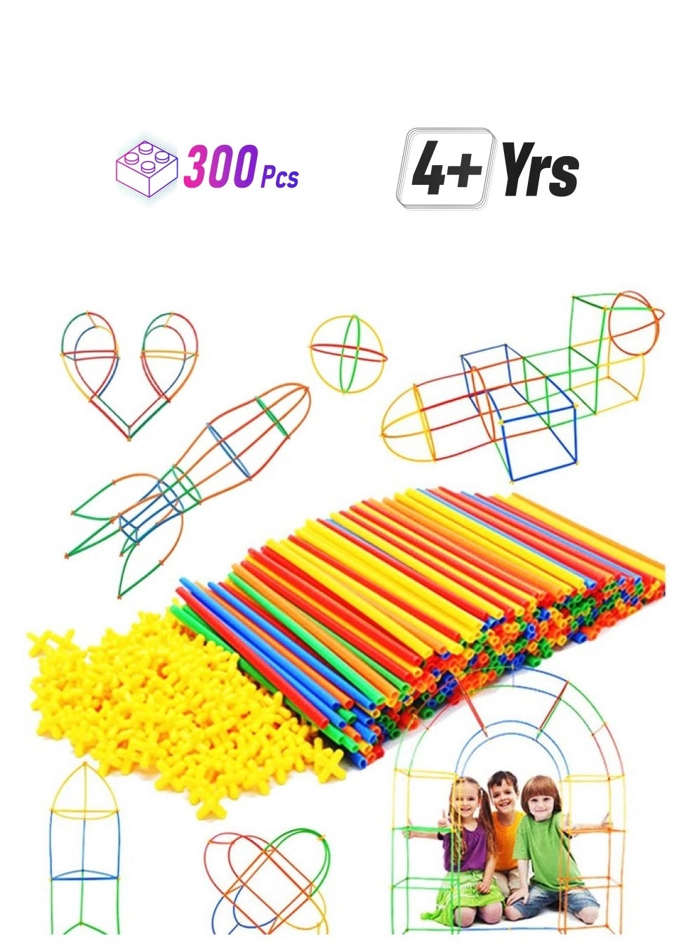 RAINBOW TOYFROG Straw Building Set - Construction 300pcs