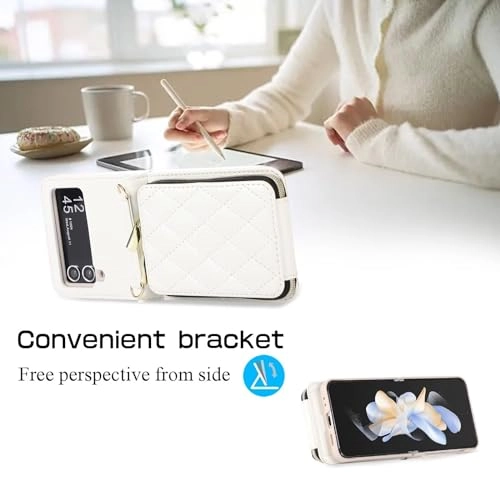 Miagon Case - Faux Leather Zipper Purse Wallet Phone Cover for Samsung Galaxy Z Flip4