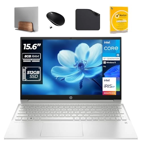 Pavilion-8512 - 15.6'' i5-1355U 8GB DDR4 512GB SSD + 1st Wave Technology Laptop Stand + Wireless Mouse + Antivirus Software + Mouse Pad