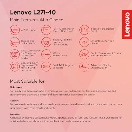 L27i-40 - 67ABKAC4IN 27 inch 1920 X 1080 pixels