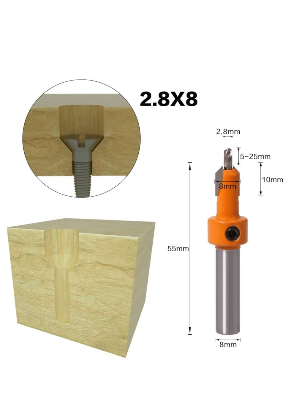 Countersink Drill Bit Set - 5 Pcs HSS 2.8mm 3mm 3.2mm