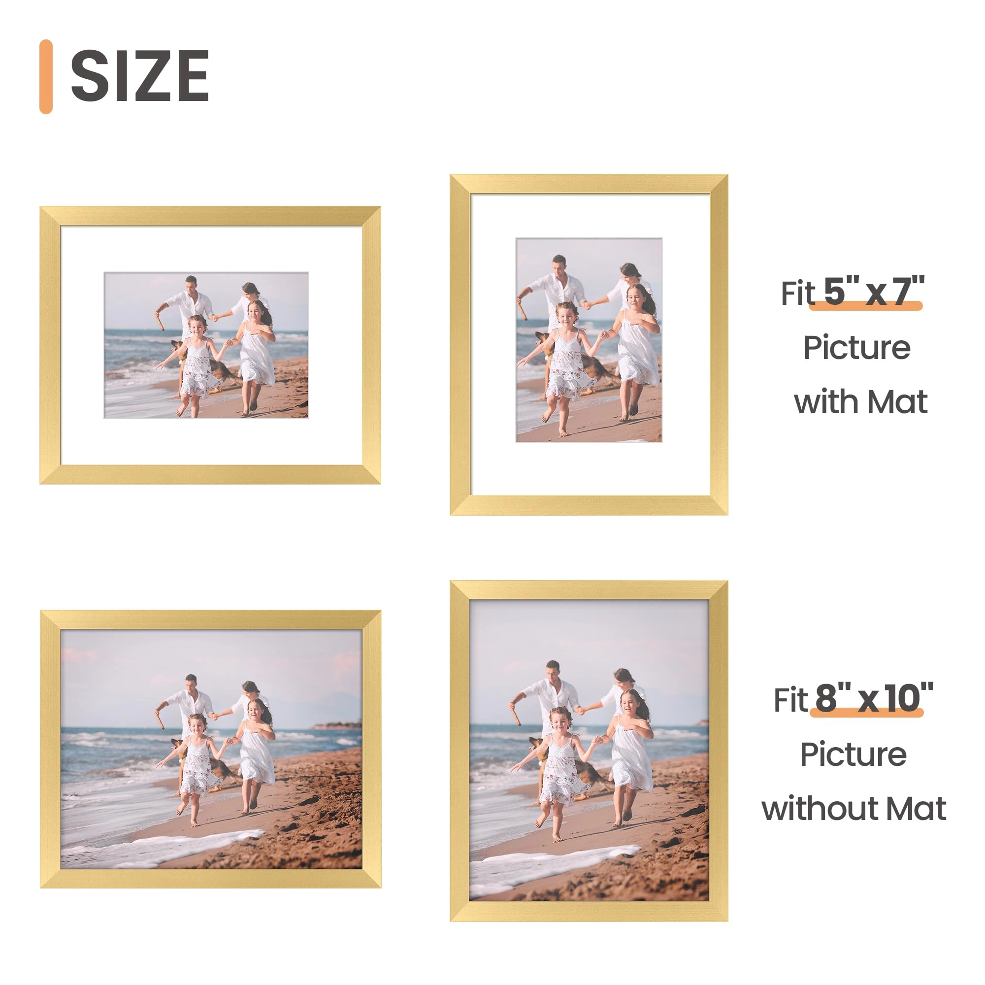 10 Pack Picture Frames - 8x10, 5x7, 4x6