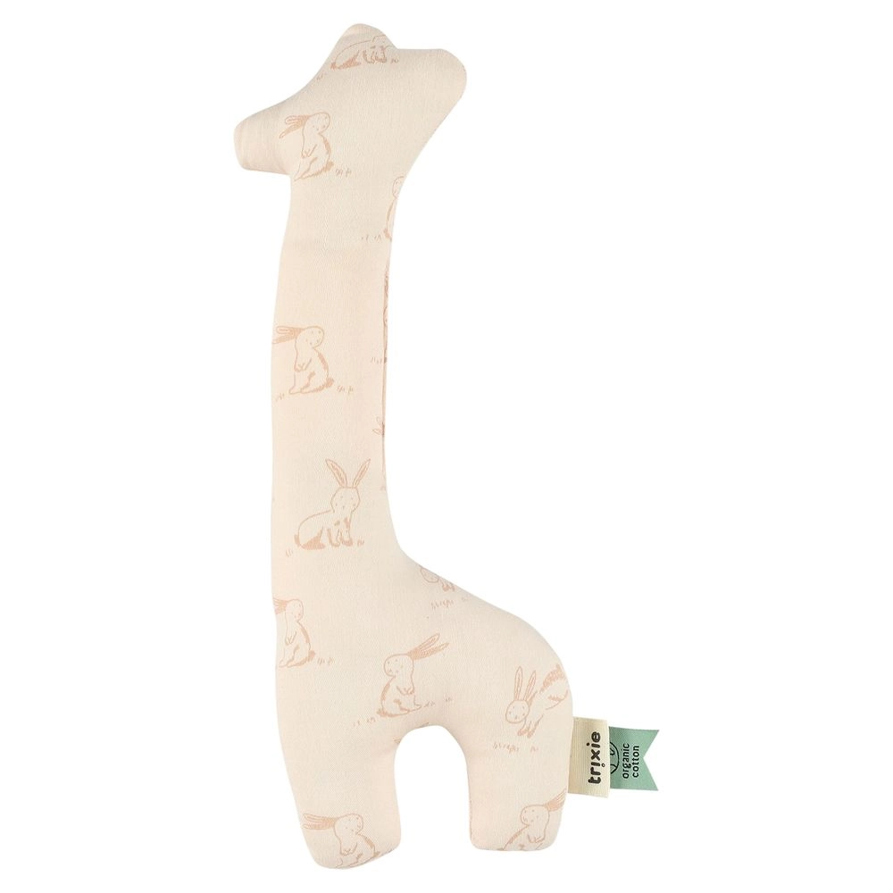 TRIXIE Rattle Giraffe Rosy Rabbit - Suitable for 0 months & above 100% organic cotton