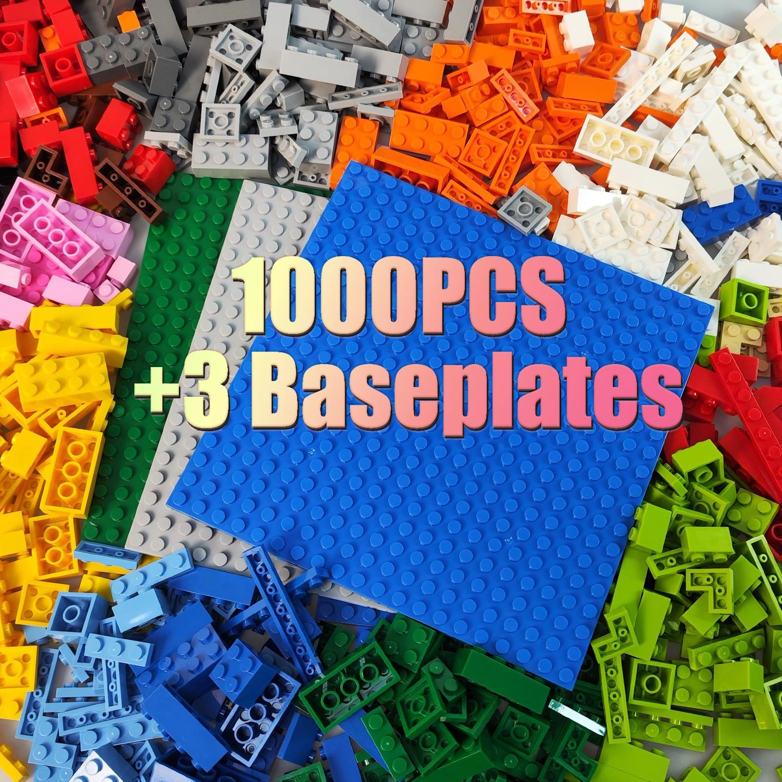 HUIZDQ Building Blocks with Baseplates - 1000 pcs
