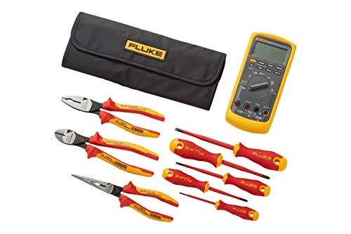 Fluke 87-5 Multimeter + Hand Tool Starter Kit - 3 Slot screwdrivers 2 Phillips screwdrivers 3 Insulated pliers