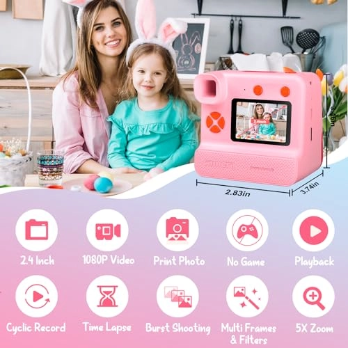 Kids Instant Print Camera - 1080P 32GB