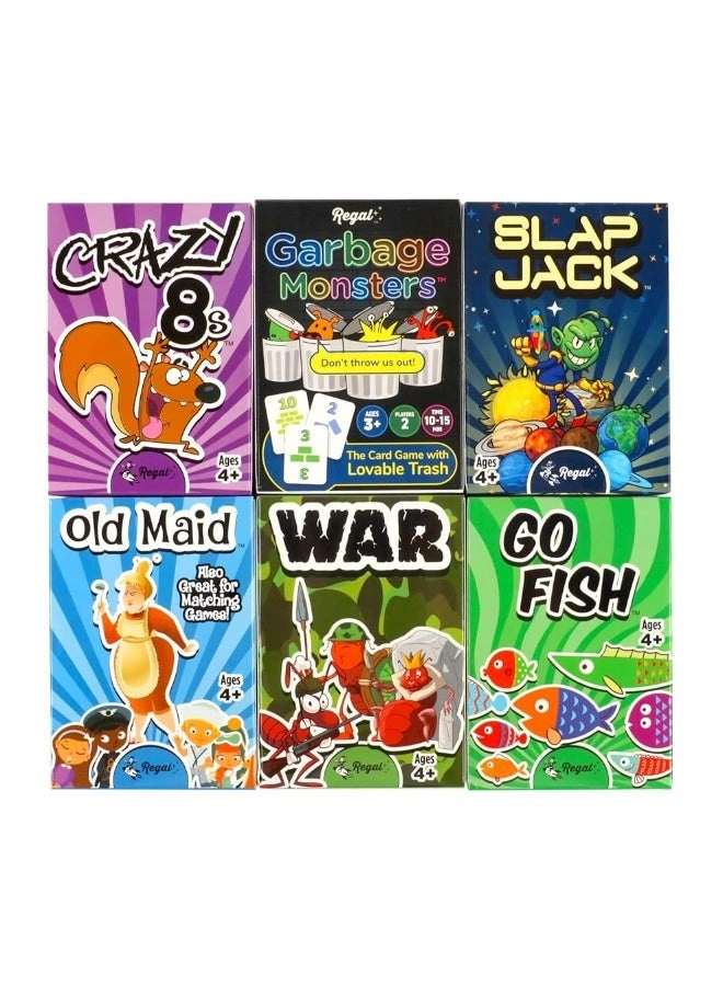 Old Maid + Go Fish + Slapjack + Crazy 8's + War + Silly Monster Memory Match