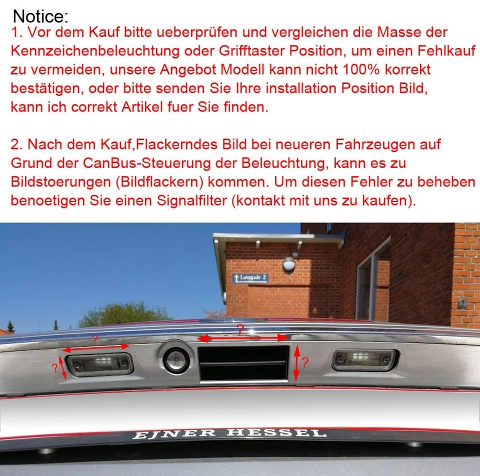 Rear View Camera - Night vision 1280 x 720 pixels